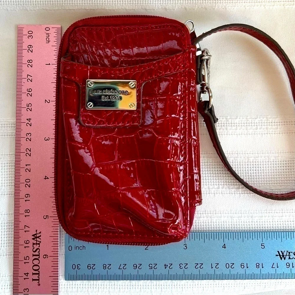 Liz Claiborne Red Croc Mini Wallet Wristlet EUC $5‎ ADD ON with $15+ Bundle